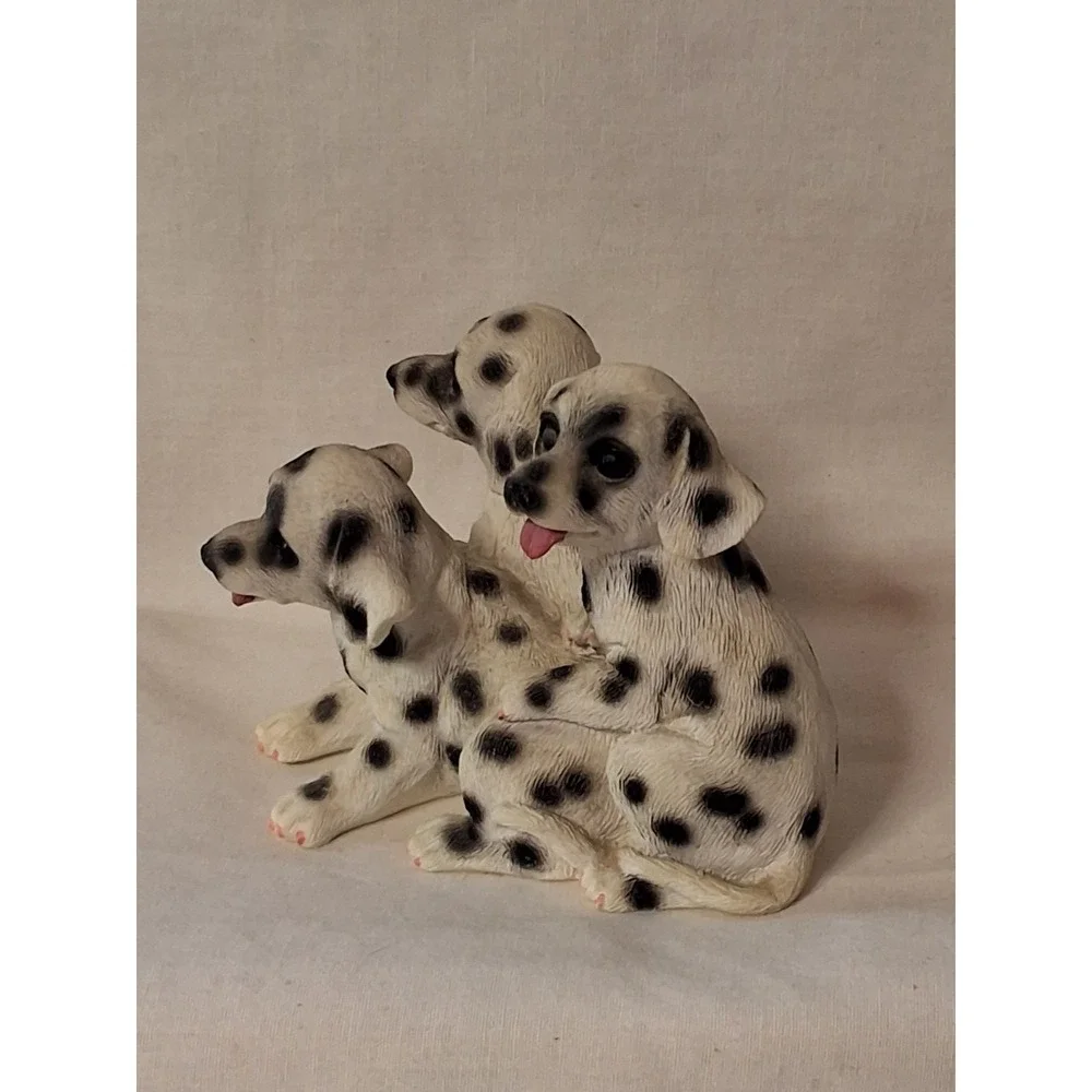 Vintage 1990s Dalmatian Puppies Resin Figurine VGVC